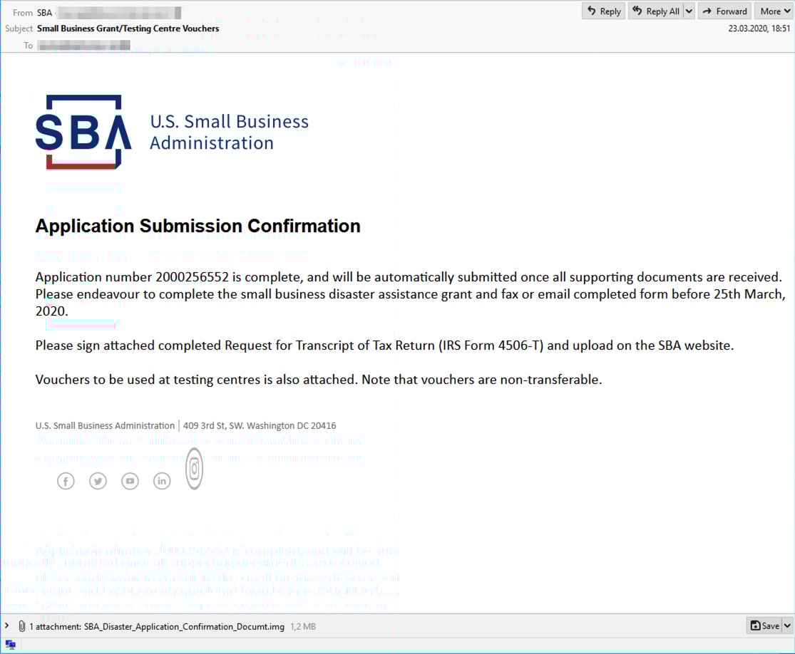 Phising email sample